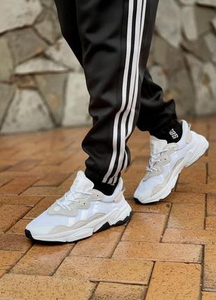 Мужские кроссовки  adidas ozweego adiprene pride white beige black3 фото