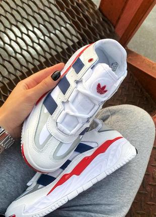 Чоловічі та жіночі кросівки   adidas niteball white blue red  адидас найтбол