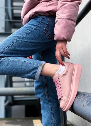 Женские кроссовки   alexander mcqueen low pink александр маквин6 фото