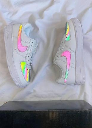 Мужские кроссовки  nike air force 1 white reflective8 фото