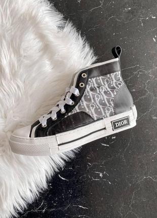 Кросівки жіночі dior b23 sneakers high black white діор кеди