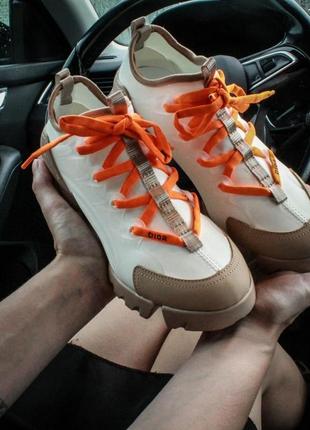Кросівки жіночі dior d-connect sneaker white beige діор коник3 фото