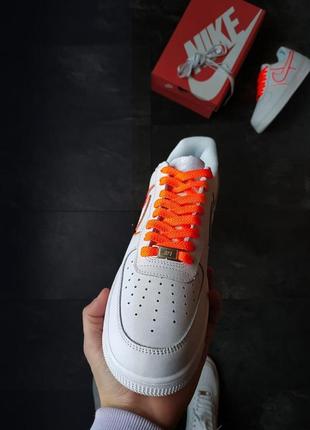 Мужские / женские кроссовки  nike air force 1 white orange2 фото