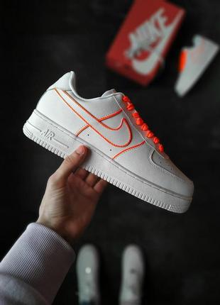 Мужские / женские кроссовки  nike air force 1 white orange4 фото