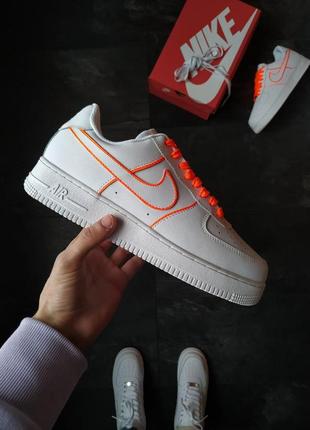 Мужские / женские кроссовки  nike air force 1 white orange5 фото