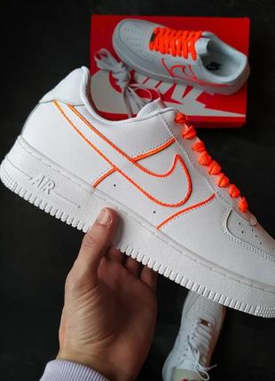 Мужские / женские кроссовки  nike air force 1 white orange1 фото