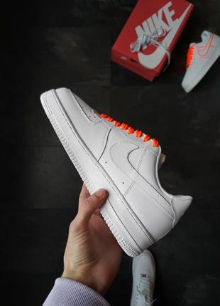 Мужские / женские кроссовки  nike air force 1 white orange3 фото