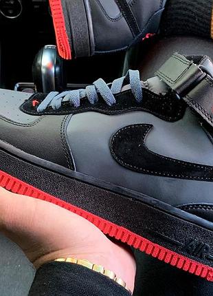 Мужские кроссовки  nike air force 1 high grey black red