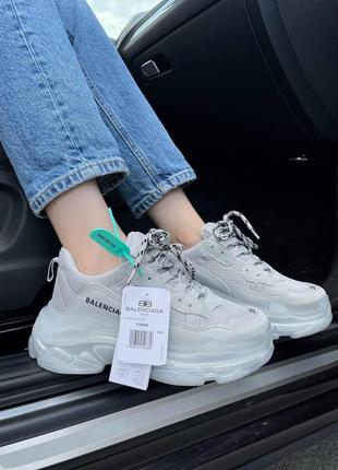 Женские кроссовки  balenciaga triple s clear sole grey v2