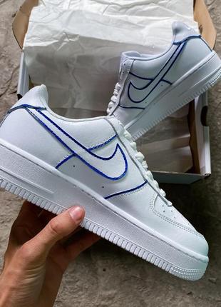 Мужские и женские кроссовки  T-Shirt nike air force 1 low white blue