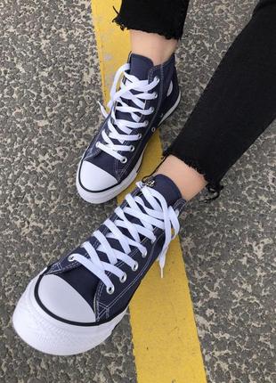 Кеды женские converse high navy blue конверс