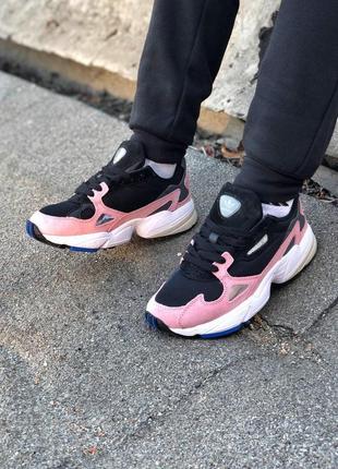 Женские кроссовки  adidas falcon black pink white1 фото