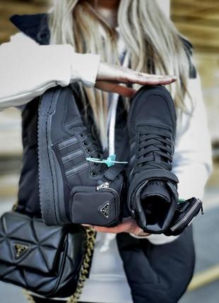 Жіночі кросівки adidas forum x prada re-nylon black4 фото