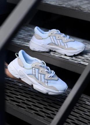 Чоловічі та жіночі кросівки  adidas ozweego adiprene pride beige white 2