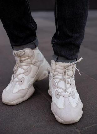 Зимние кроссовки унисекс adidas yeezy boost 500 high beige winter fur1 фото