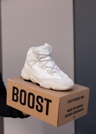 Зимние кроссовки унисекс adidas yeezy boost 500 high beige winter fur4 фото