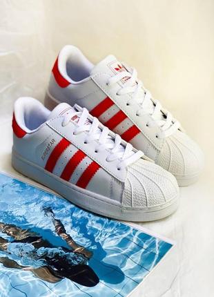 Жіночі кросівки adidas superstar white red