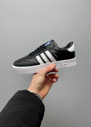 Женские кроссовки  adidas samba rose black white4 фото