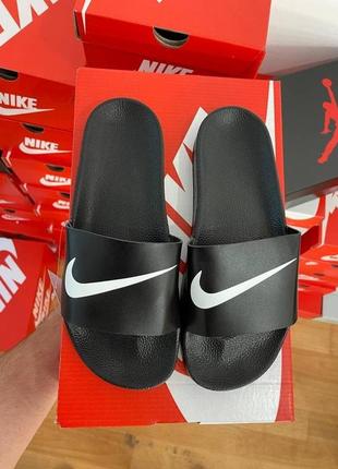 Мужские шлепанцы nike black white logo 1