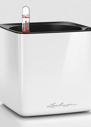 Розумний вазон lechuza cube glossy 14 білий глянцевий 14x14x14см (13510)