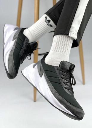 Мужские кроссовки  adidas shark black grey white