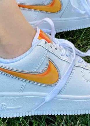 Nike air force 1 low jewel "white & orange"1 фото