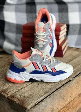 Женские кроссовки  adidas ozweego adiprene pride white blue orange