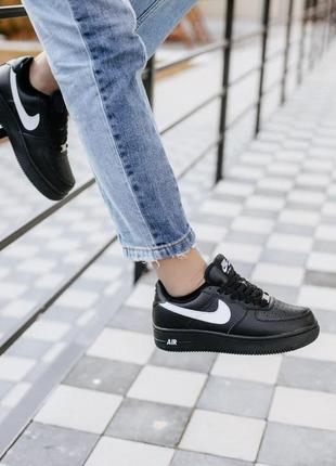 Женские кроссовки  nike air force low winter black «white logo»