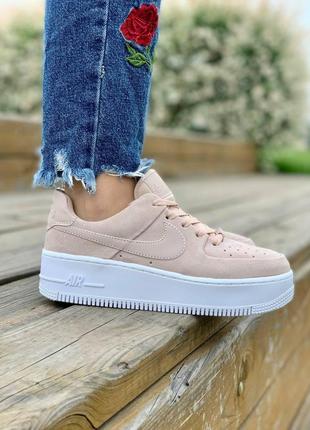 Женские кроссовки  nike air force 1 sage pink white 210 фото