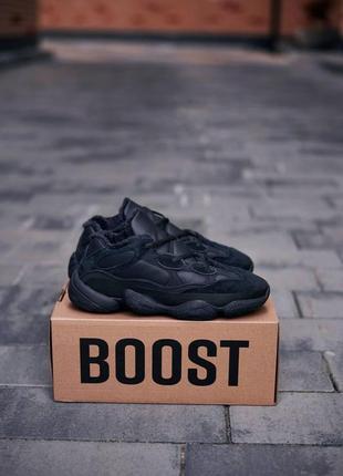 Мужские зимние кроссовки adidas yeezy boost 500 black v23 фото