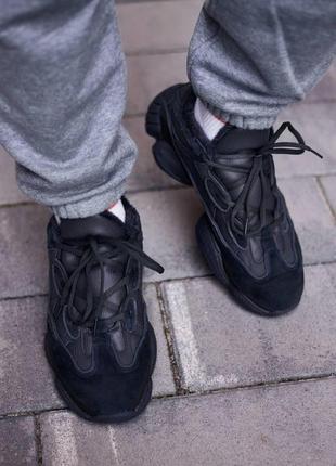 Мужские зимние кроссовки adidas yeezy boost 500 black v21 фото