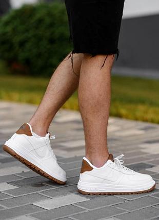 Мужские кроссовки  max nike air force 1 white brown v2