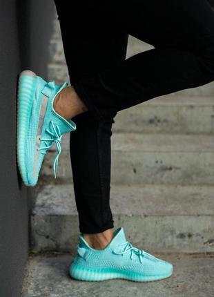 Женские кроссовки  adidas yeezy boost 350 v2 blue-green
