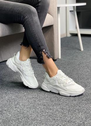 Мужские кроссовки   adidas ozweego adiprene full white1 фото