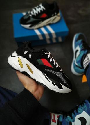 Женские кроссовки  adidas yeezy boost 700 v1 black white red8 фото