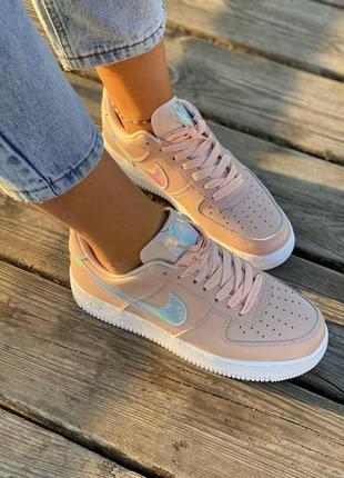 Женские кроссовки  nike air force 1 white pink 3