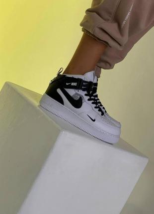 Мужские кроссовки  nike air force high black white4 фото