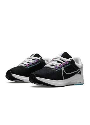 Женские кроссовки  nike air zoom x run black white blue4 фото