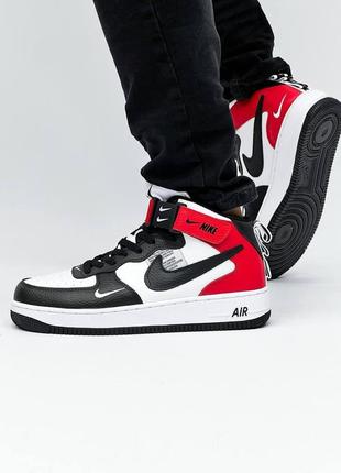 Мужские кроссовки  nike air force 1 high red white7 фото