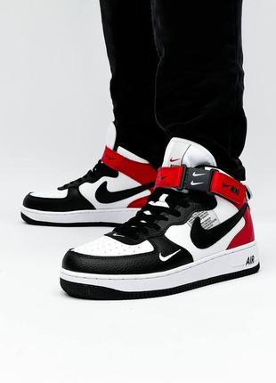 Мужские кроссовки  nike air force 1 high red white1 фото