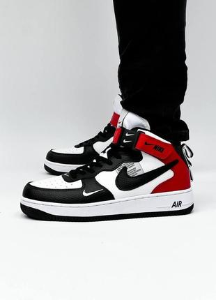 Мужские кроссовки  nike air force 1 high red white5 фото