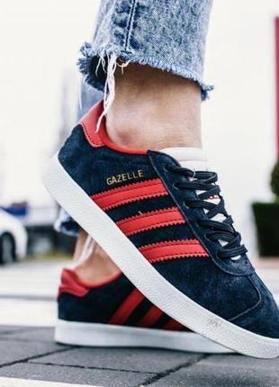 Женские кроссовки  adidas gazelle blue red