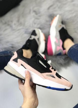 Женские кроссовки  adidas falcon pink black white3 фото