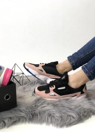 Женские кроссовки  adidas falcon pink black white