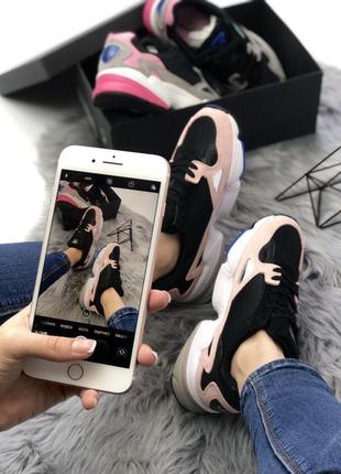 Женские кроссовки  adidas falcon pink black white8 фото