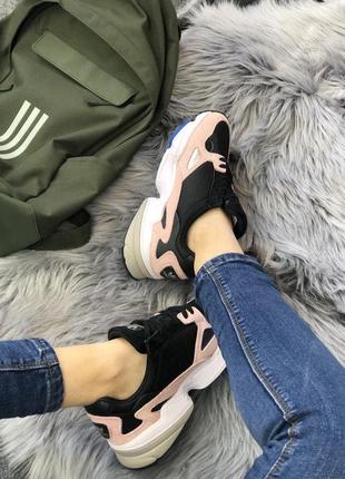 Женские кроссовки  adidas falcon pink black white7 фото