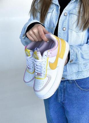 Женские кроссовки  nike air force 1 shadow white yellow pink