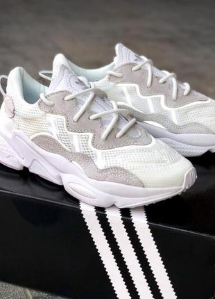 Мужские кроссовки   adidas ozweego adiprene pride white beige3 фото