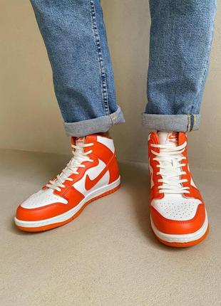 Мужские кроссовки  nike dunk high orange3 фото