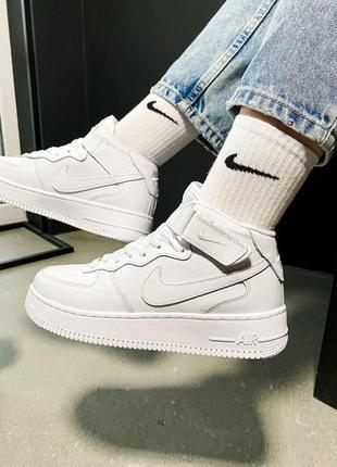 Мужские / женские кроссовки  nike air force 1 classic high white 27 фото